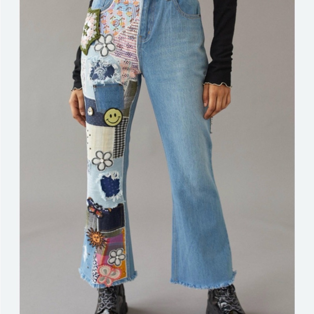 BDG Urban Outfitters Patchwork Jeans Size 24 - Picture 2 of 13